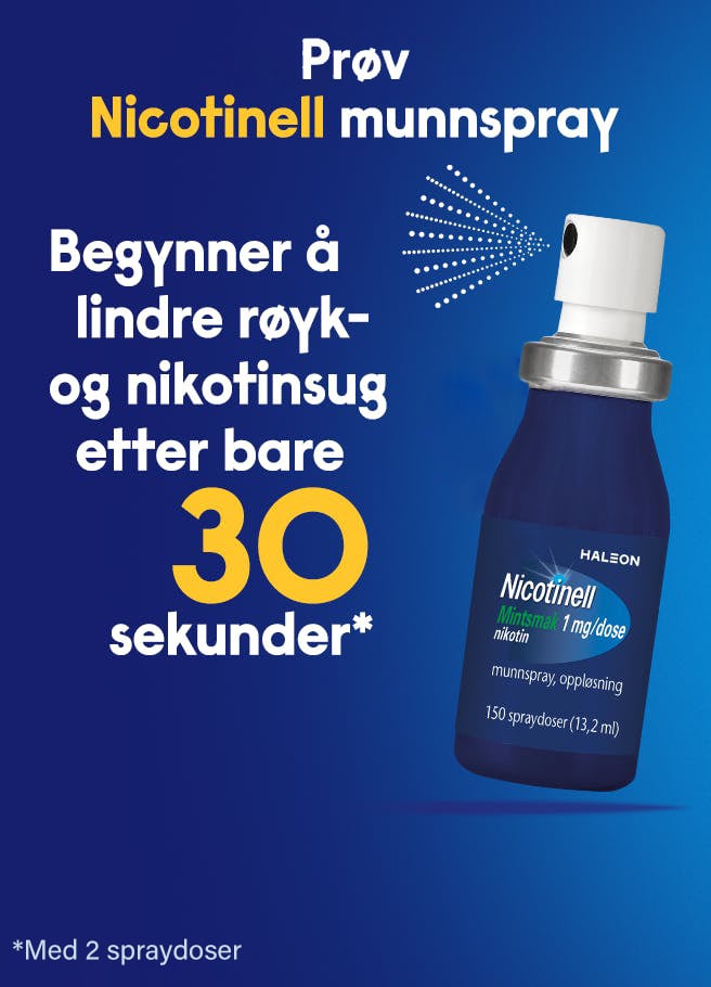 Nicotinell munnpray gir rask lindring av røyk- og nikotinsug på 30 sekunder