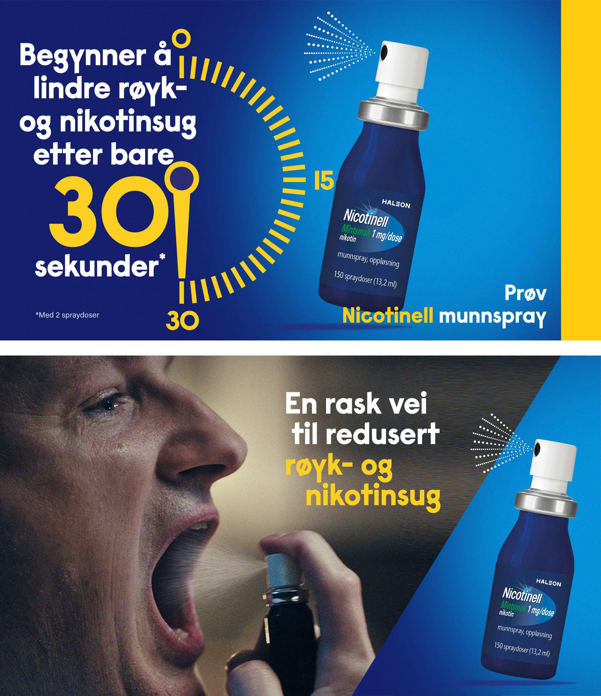 Nicotinell munnspray lindrer suget på bare 30 sekunder