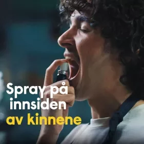 Spray på innsiden av kinnene